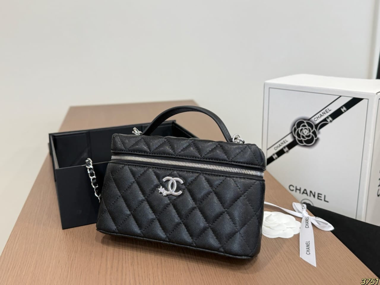 Black Vanity Mini Bag with Gold Chain Strap
