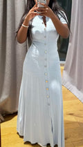 White Dress Gold Buttons