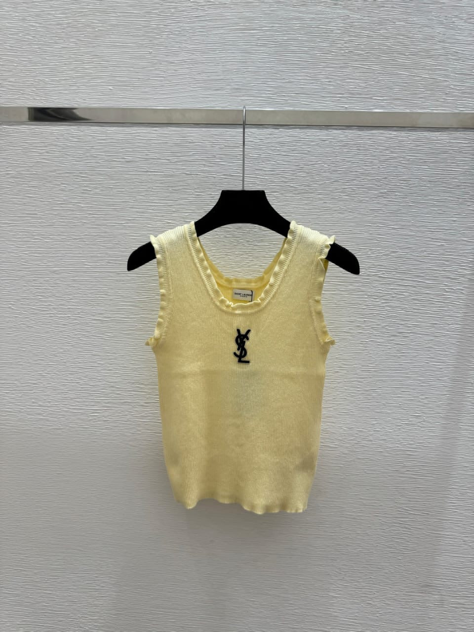 Sleeveless Yellow  Embroidered Logo Tank Top