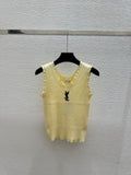 Sleeveless Yellow  Embroidered Logo Tank Top