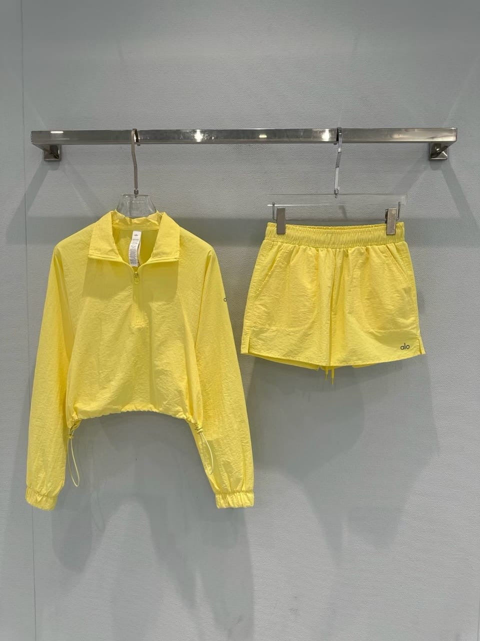 Sun Yellow Cropped Jacket and Matching Mini Skirt Set