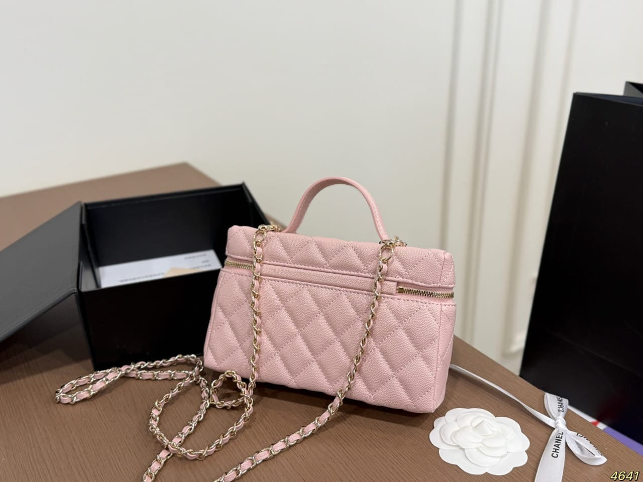 Pink  Vanity Mini Bag with Gold Chain Strap