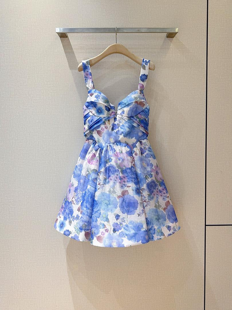 Blue Floral Mini Dress