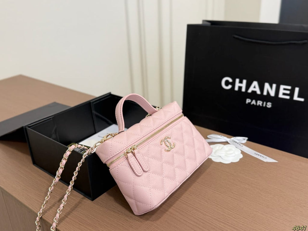 Pink  Vanity Mini Bag with Gold Chain Strap