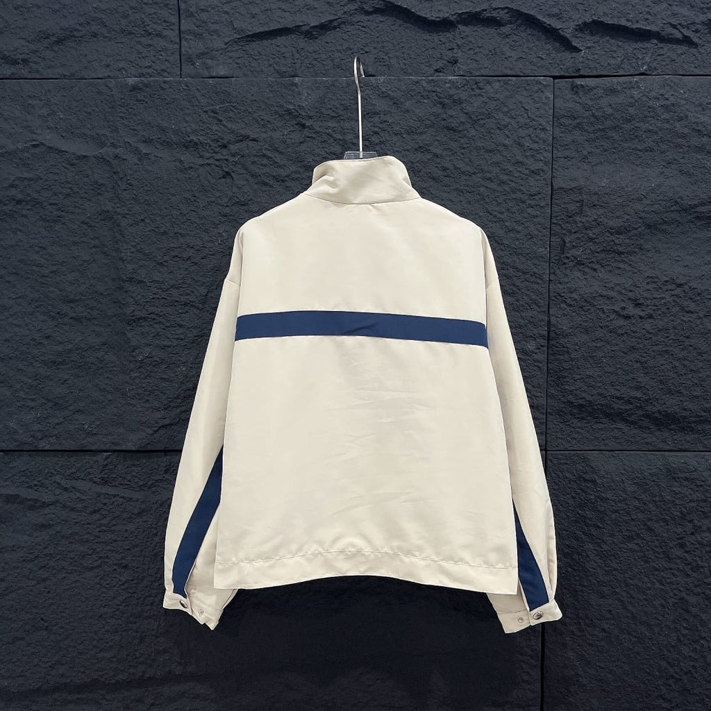Blue and White Luxury-Inspired Windbreaker Jacket
