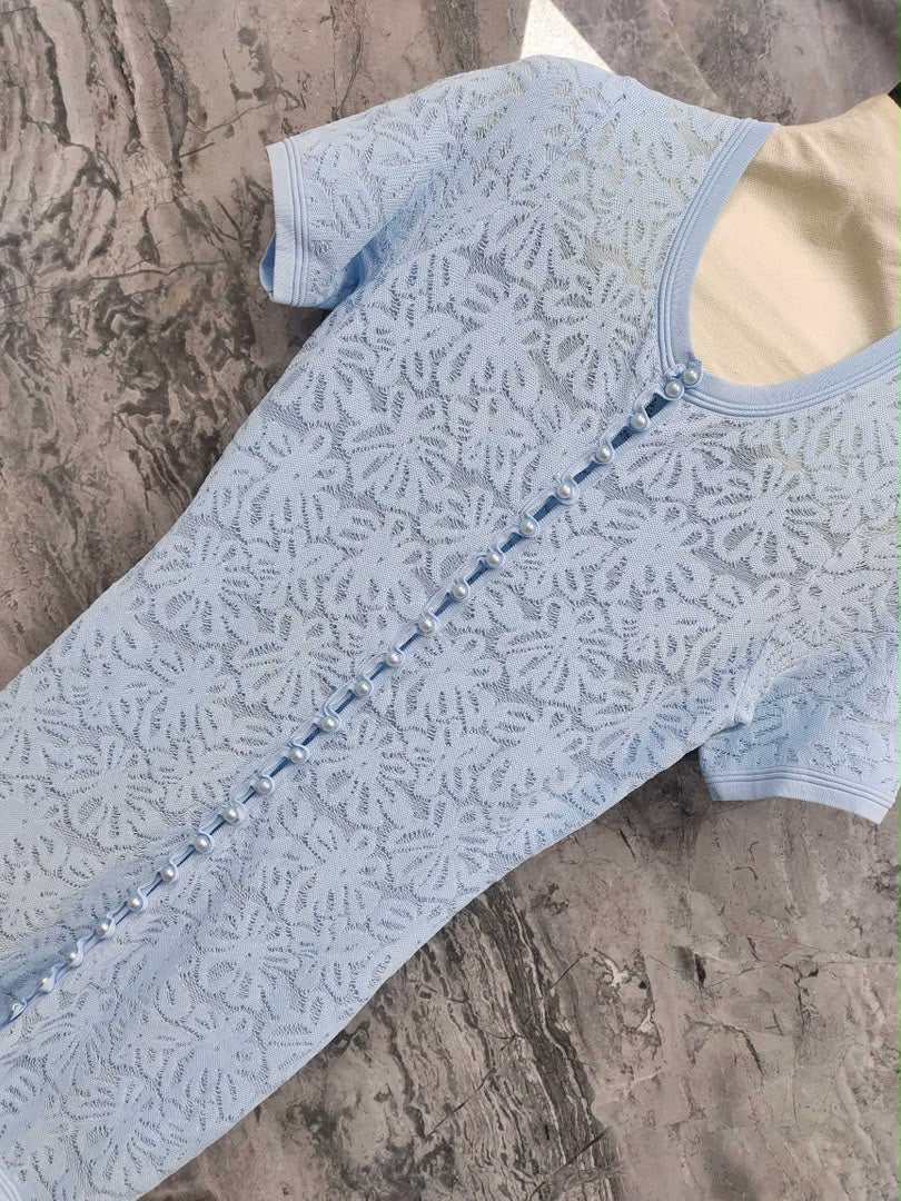 Baby Blue Elegant Mini Dress