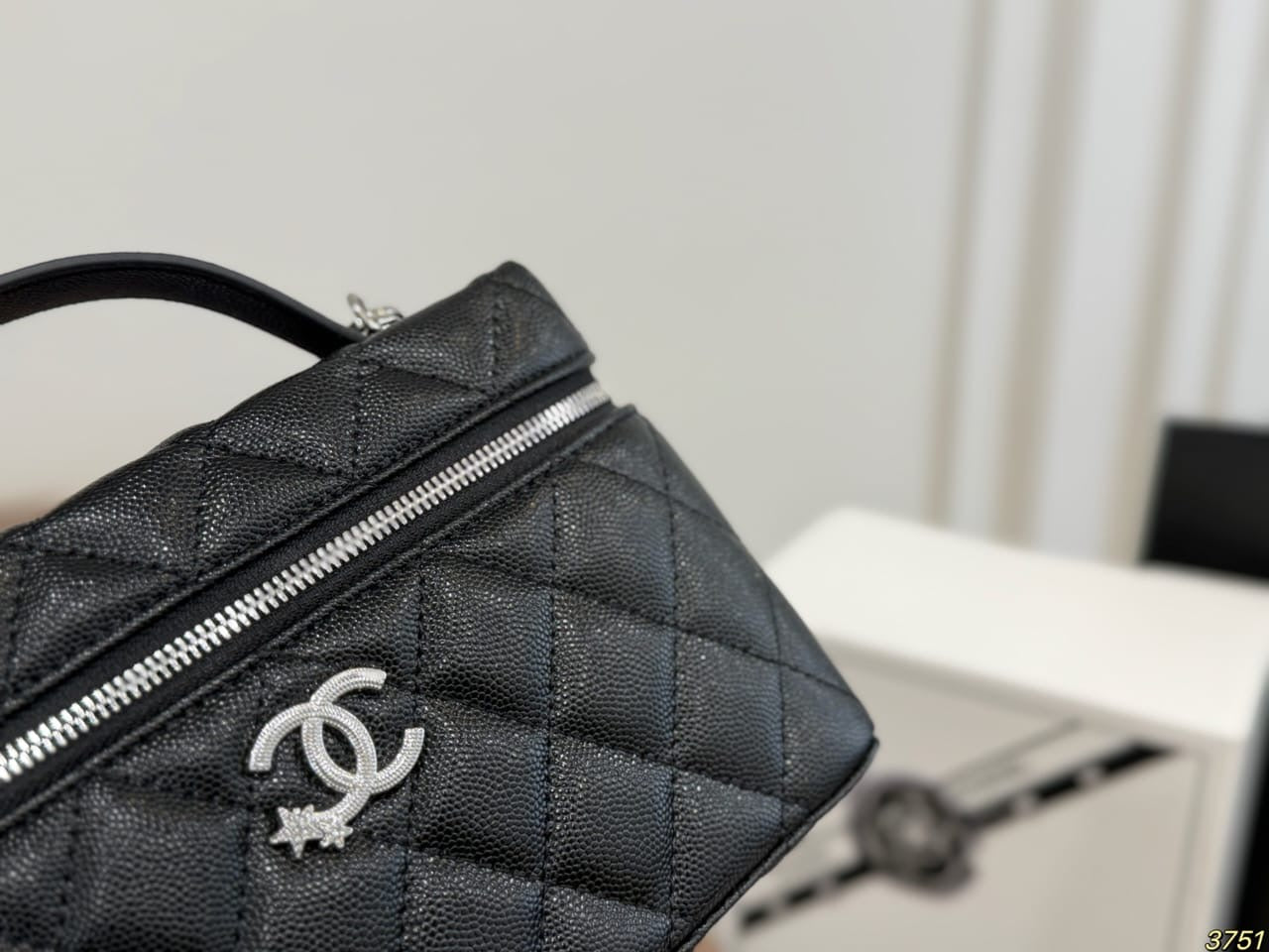 Black Vanity Mini Bag with Gold Chain Strap