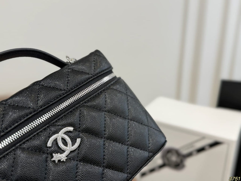 Black Vanity Mini Bag with Gold Chain Strap